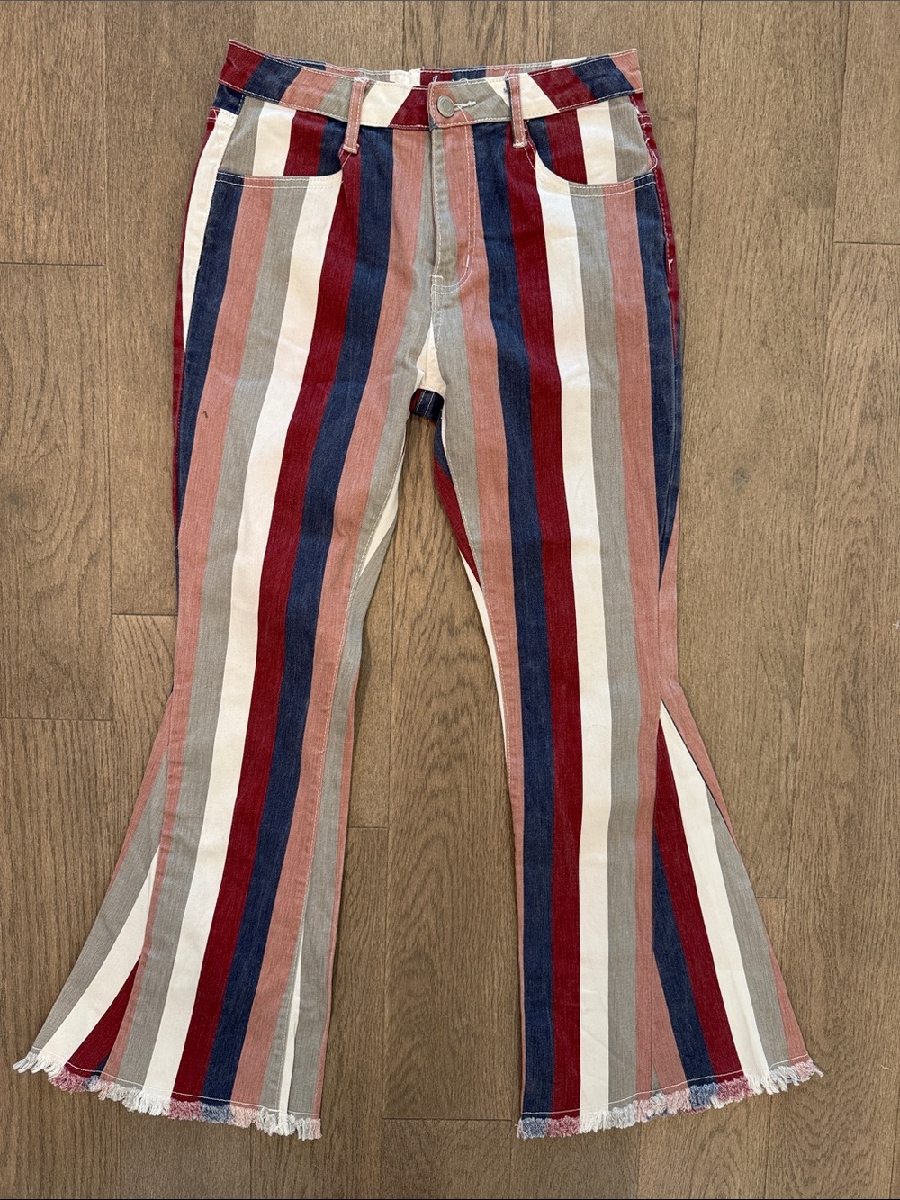 Saints & Hearts High Rise Extreme Flare Jean Medium (26) Multicolored Striped